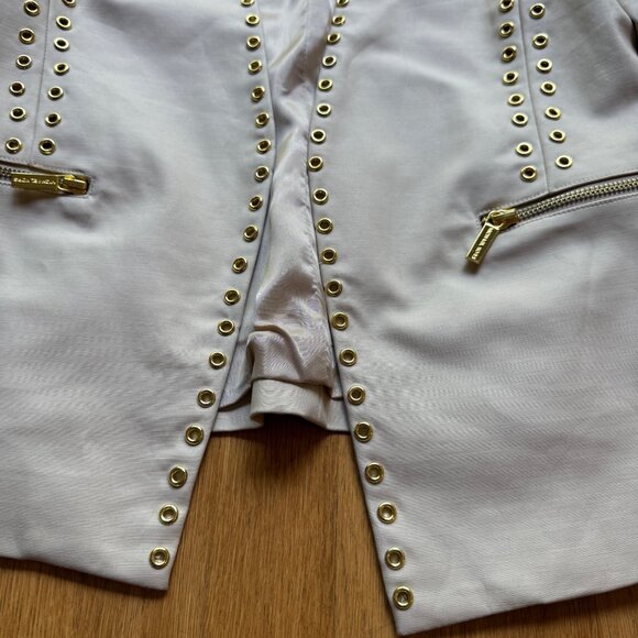 MICHAEL Michael Kors Size 10 Sand Beige with Gold Grommet Cutaway Blazer Jacket - Picture 5 of 16